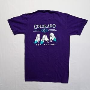 Vintage Colorado New Mexico Shirt Jerzees Small Graphic Purple Tee USA Made 90s